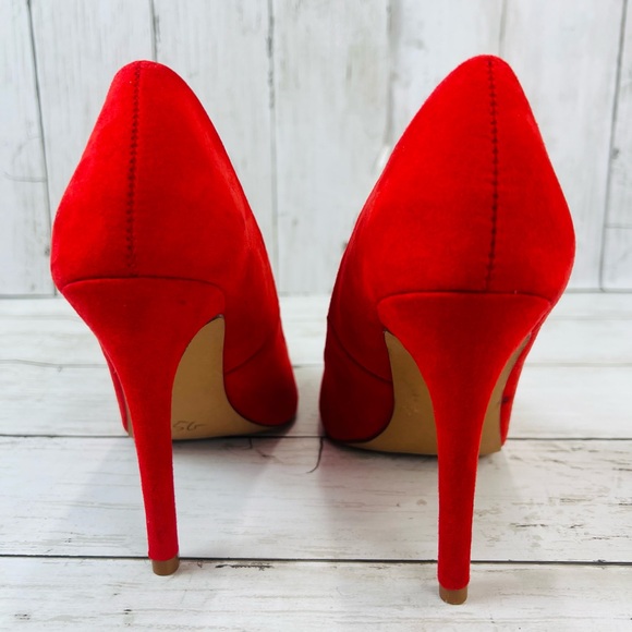 Women's Giselle Shoedazzle, Faux Suede, red Stiletto High Heels Size 7 - Picture 8 of 13